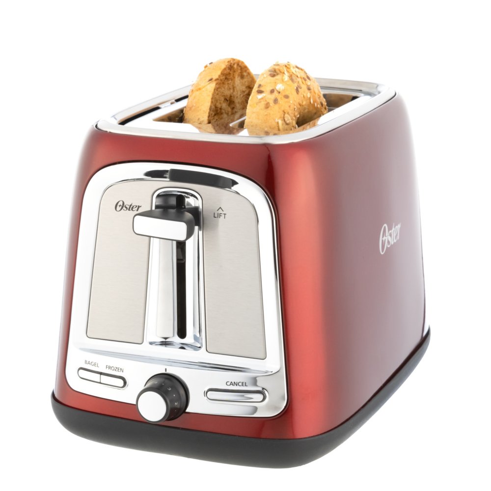 Retro 2 Slice Toaster with Extra Wide Slots in Red Oster Color: Black
