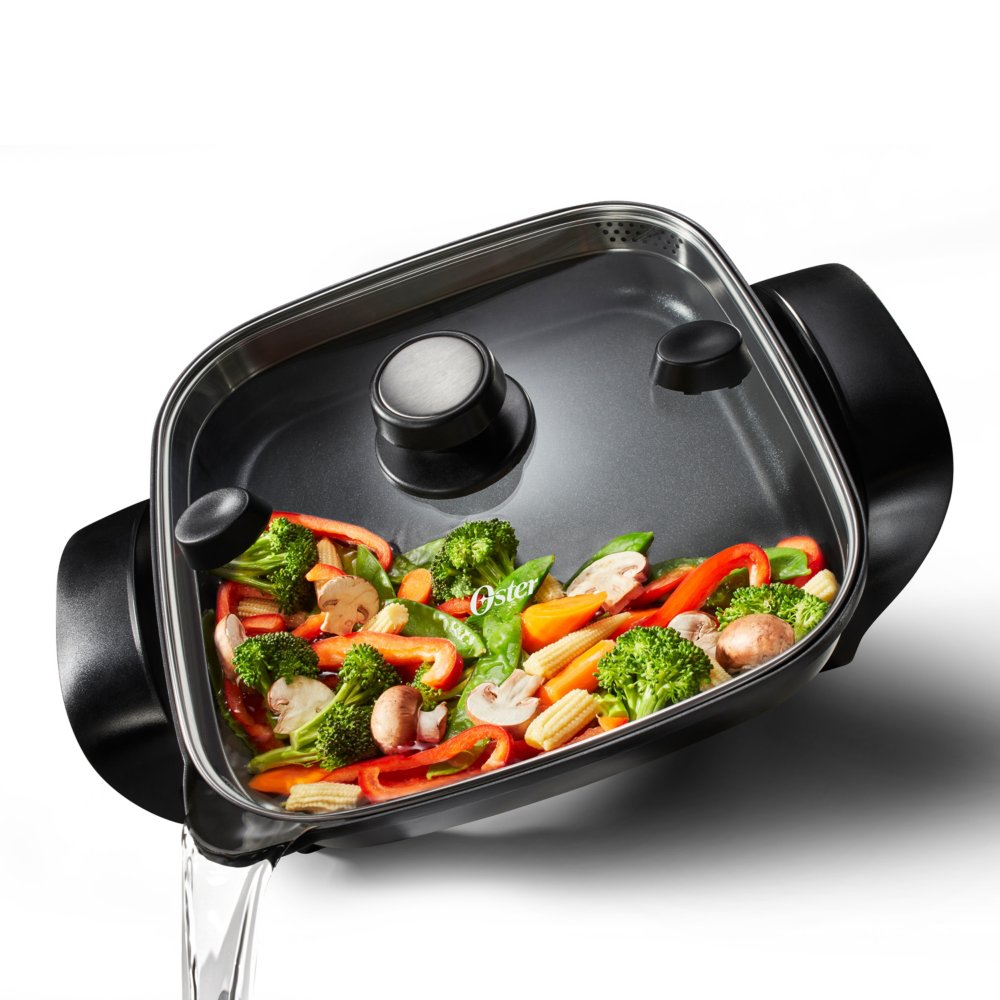 BLACK+DECKER 180 sq. in. Black Electric Skillet with See-Through