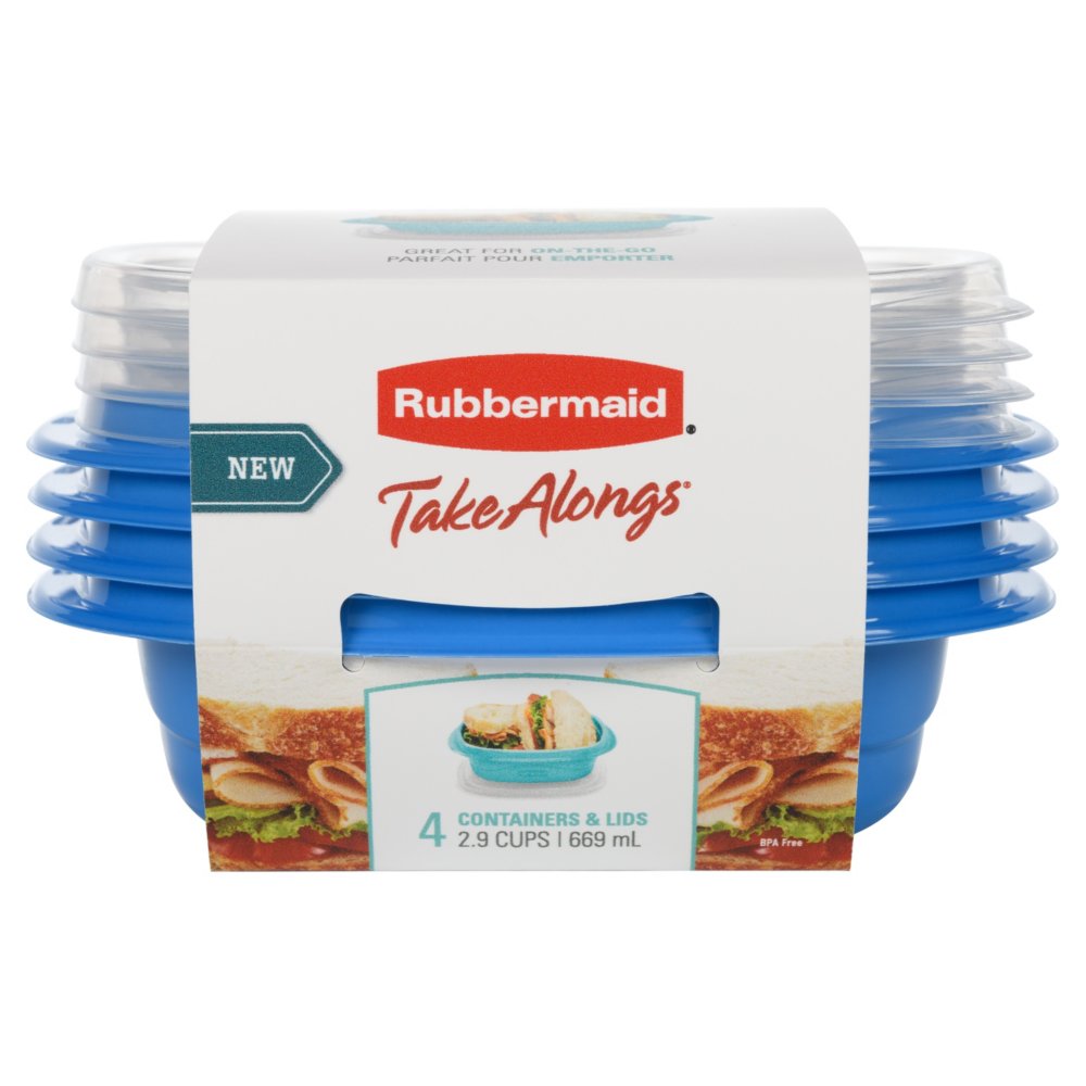 Rubbermaid TakeAlongs Mule Spice 2.9 Cup Squares Containers, 4