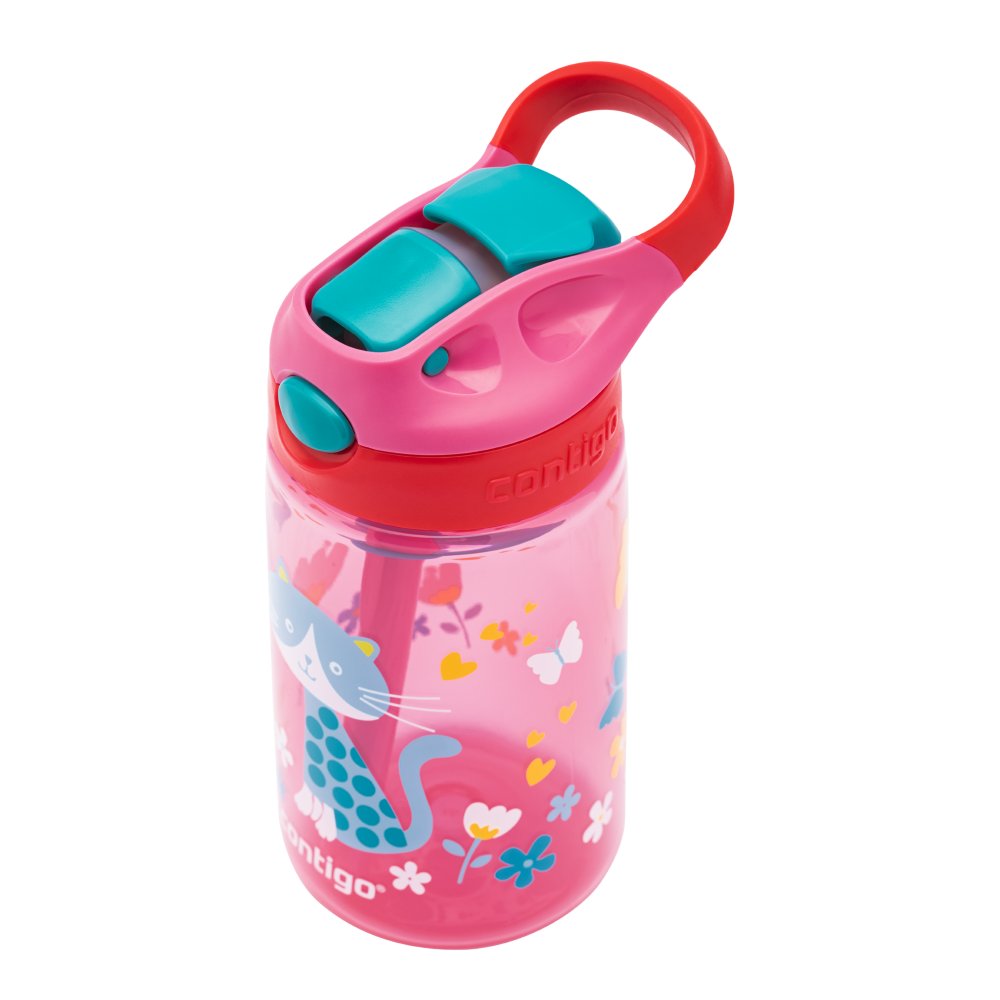 Contigo Kids Water Bottle, Spill Proof, Autospout, Gizmo Flip, Ruby, 14  Ounce, Beverage Storage Containers