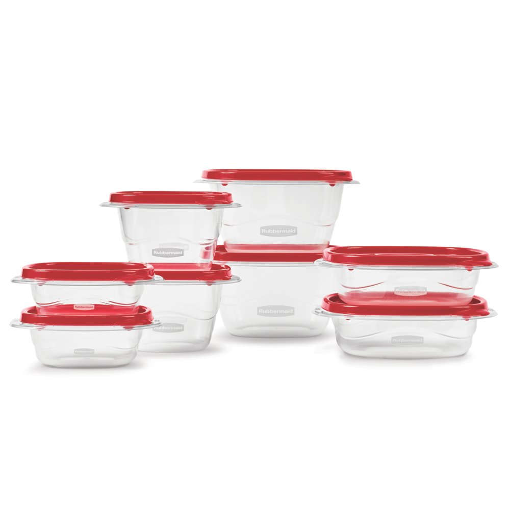 Rubbermaid 16-Piece Food Storage Containers with Lids and Steam Vents,  Microwave and Dishwasher Safe, Red