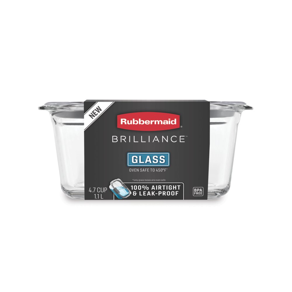 Rubbermaid® Brilliance Glass Rectangular Food Storage Container - Clear,  4.7 c - Baker's
