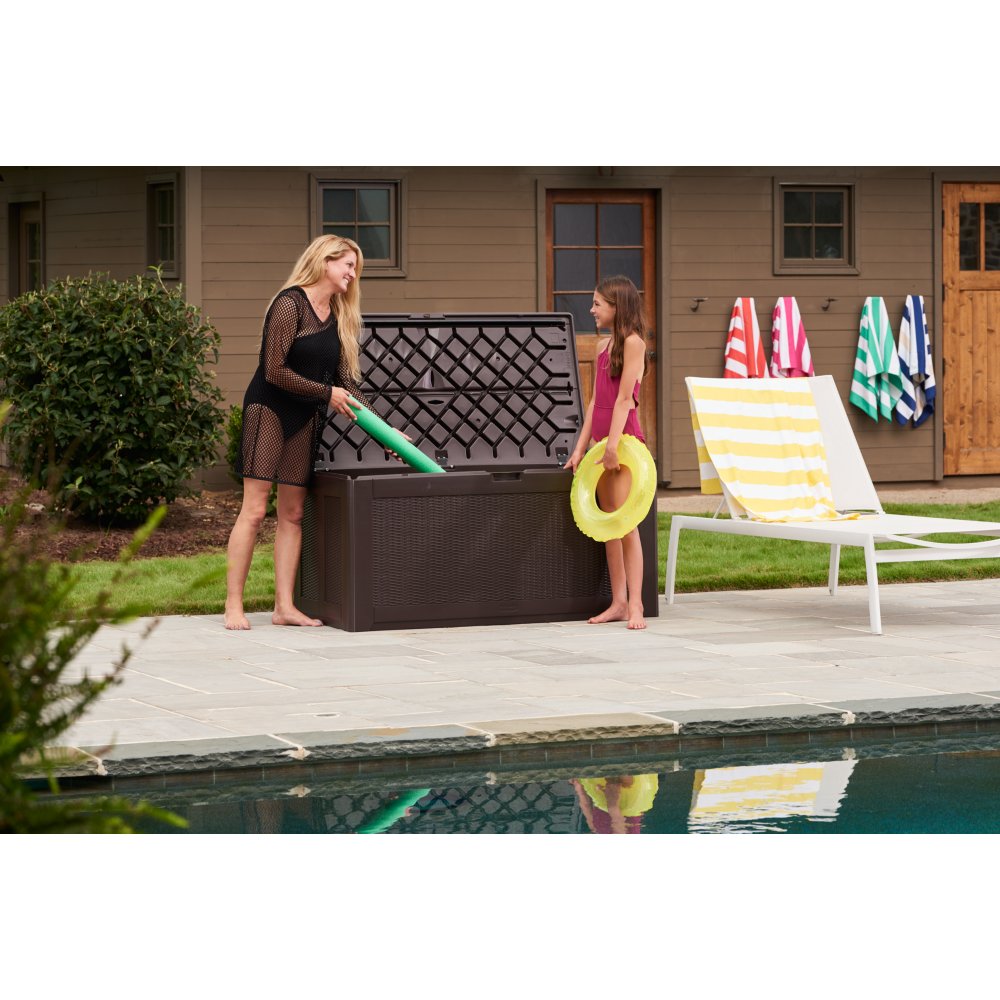 Rubbermaid patio chic storage hot sale deck box 1837304