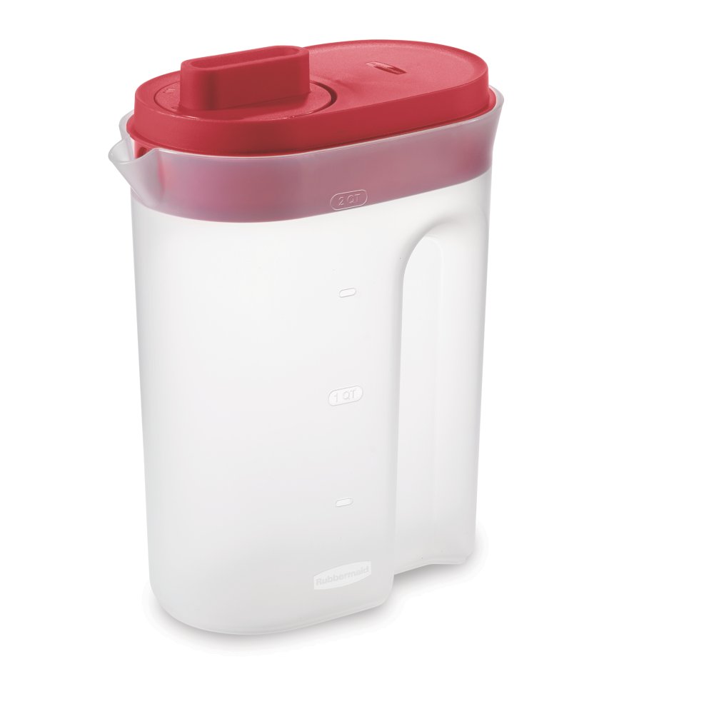 Compact Pitcher with Premium Lid, Plastic Pitcher with Multifunction Lid, 2 Quart