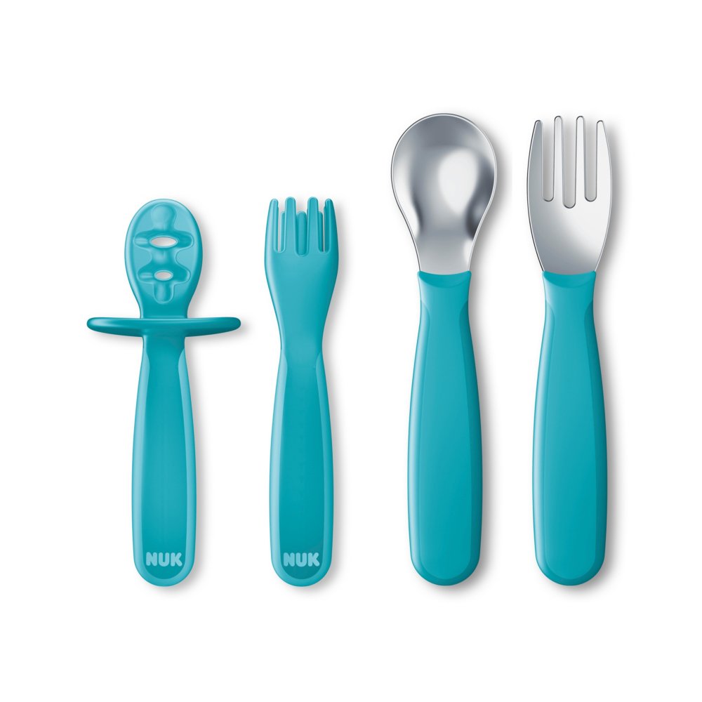 NUK Pretensil Scoop Silicone Baby Spoon, 3 Pack, Green 