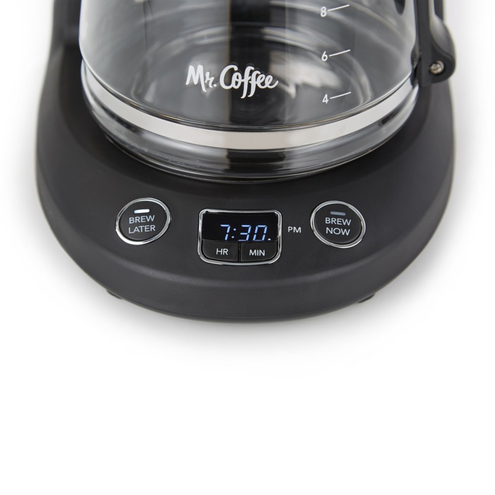 Mr. Coffee 5-Cup Programmable Coffee Maker, 25 oz. Mini Brew, Brew Now or  Later, Arctic & Chrome
