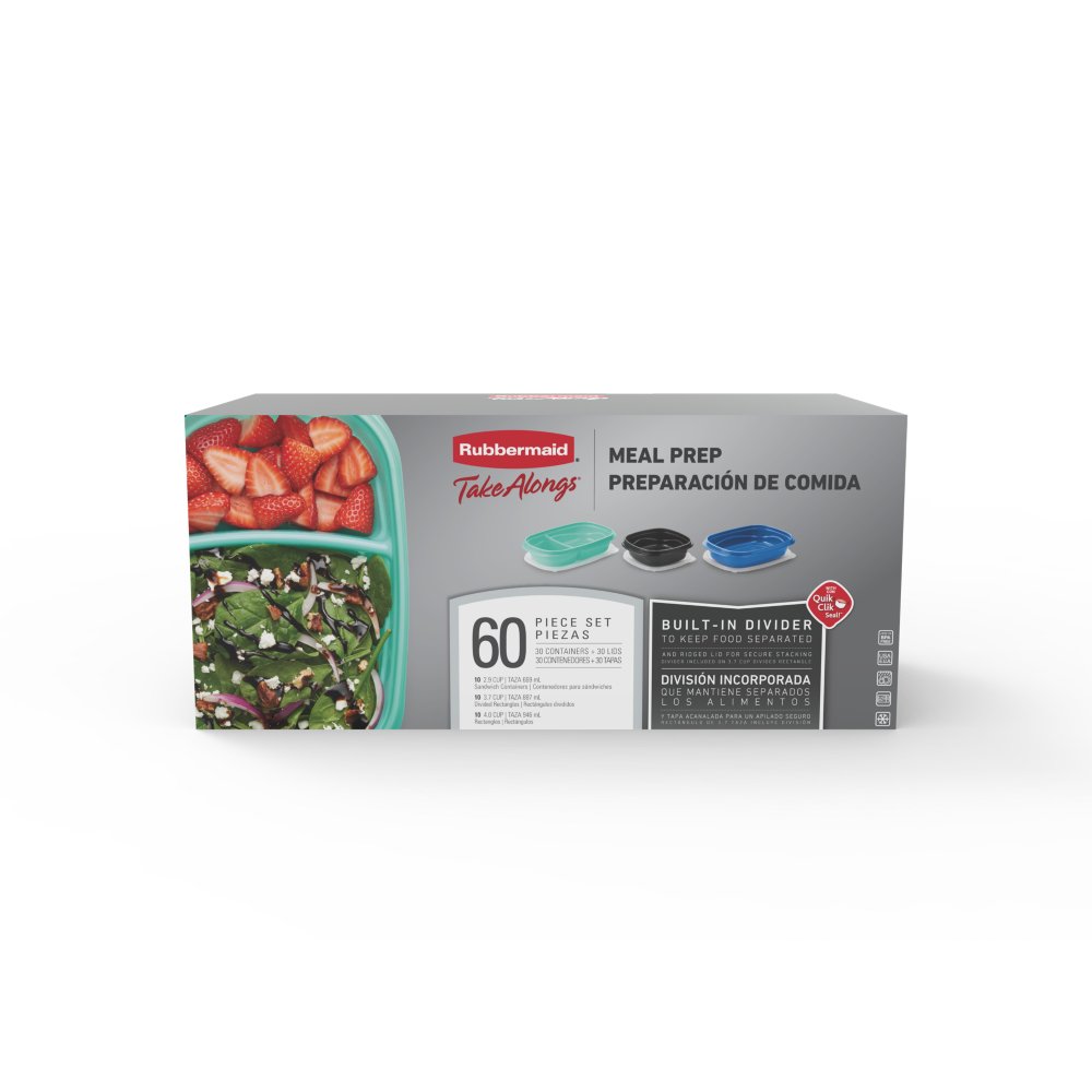 Rubbermaid TakeAlongs 2.9 Cup On the Go Square Food Storage Containers, Set  of 4, Teal Splash - Yahoo Shopping