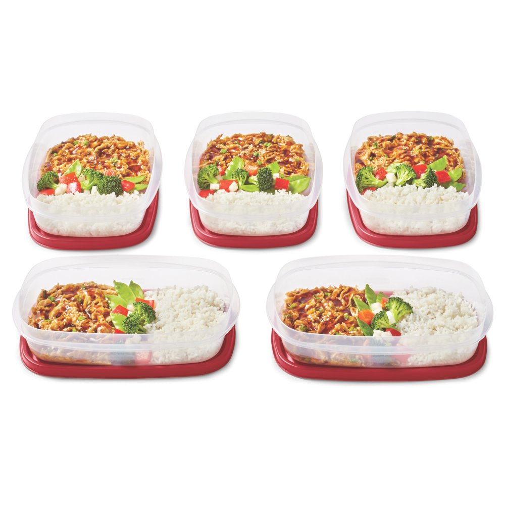 Rubbermaid Easy Find Lids Meal Prep Rectangular Food Storage Containers - 6  Pack - Clear/Red, 5.1 c - Harris Teeter