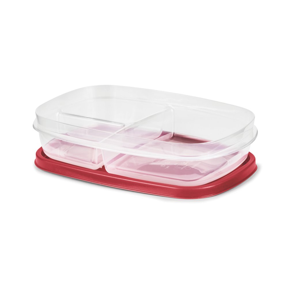 Rubbermaid EasyFindLids Meal Prep Containers, 3 Compartments, 5.1 Cup, 5-Pack