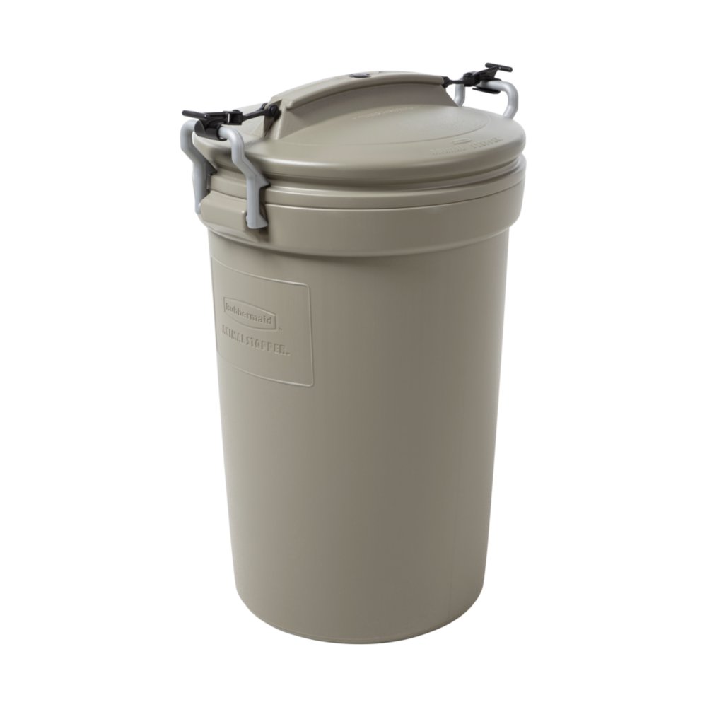 Roughneck 45 Gal. Black Wheeled Vented Trash Can with Lid