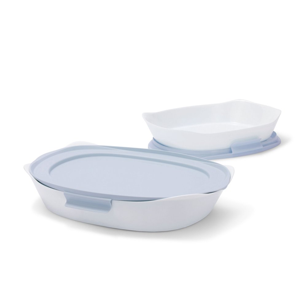 Rubbermaid Duralite Glass Bakeware 5pc Baking Dish Set With Shadow Blue  Lids : Target