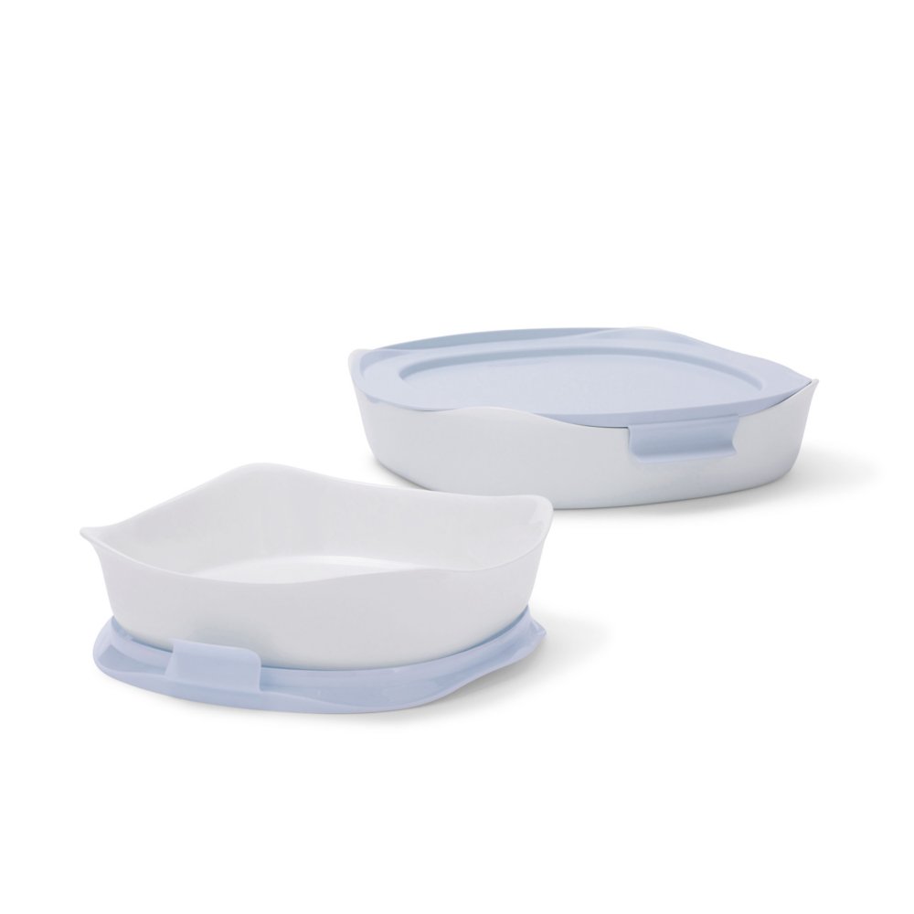 Rubbermaid DuraLite Glass Bakeware, 4-Piece Set w/ Lids, Baking Dishes or Casserole Dishes, 10 and 8 Square 2156134