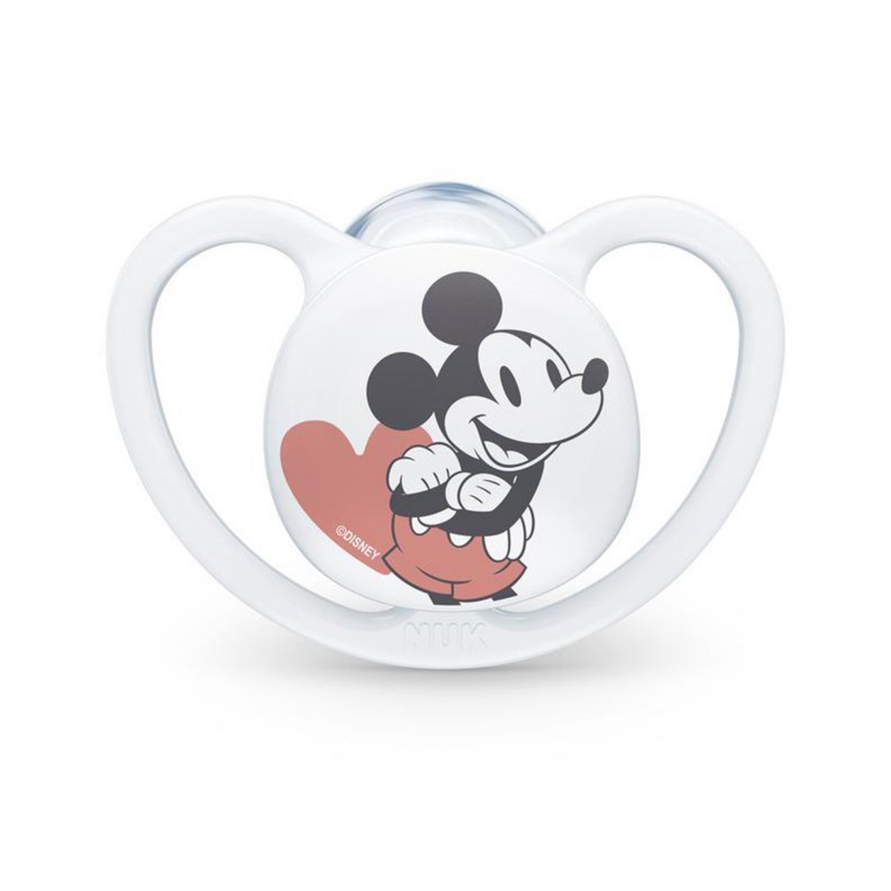 NUK Chupete Space Disney Mickey 6-18 meses, 4 unidades en gris/rojo 