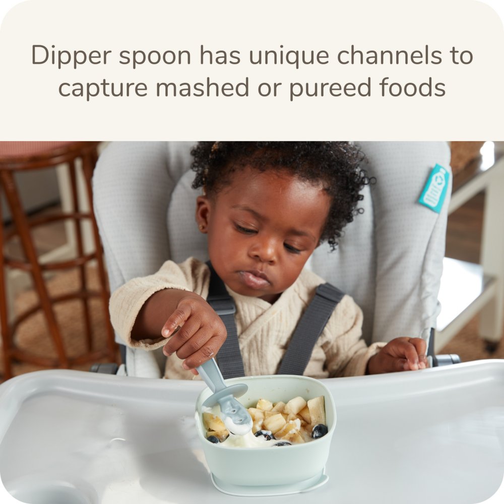 Little Dippers Self Feeding Starter Spoon | Silicone Baby Feeding Utensils  For Baby Led Weaning