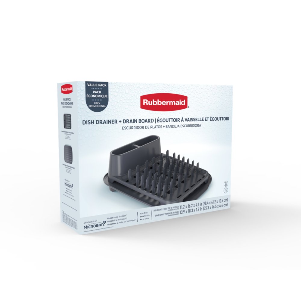 Rubbermaid 15.4-in W x 14.4-in L x 6-in H Metal Dish Rack and Drip Tray at
