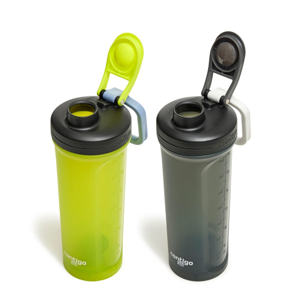 .com Contigo Fit Shake & Go 2.0 Shaker Bottle with Leak-Proof Lid,  28oz Gym Water Bottle with Whisk and Carabiner Handle, Dishwasher Safe  Mixer Bottle, Blue Poppy/Dragonfruit $9.99