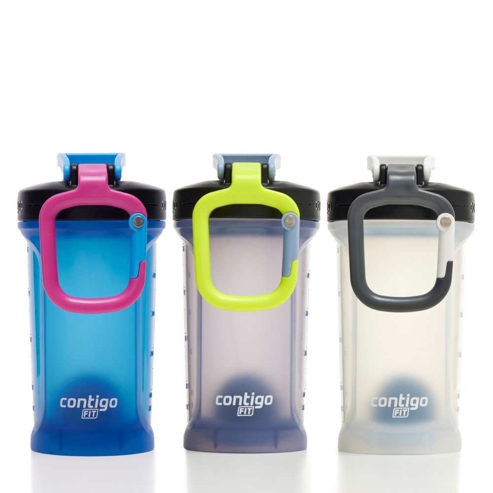 Contigo Shake & Go Fit Snap-Lid Sake Mixer Bottle with Carabiner