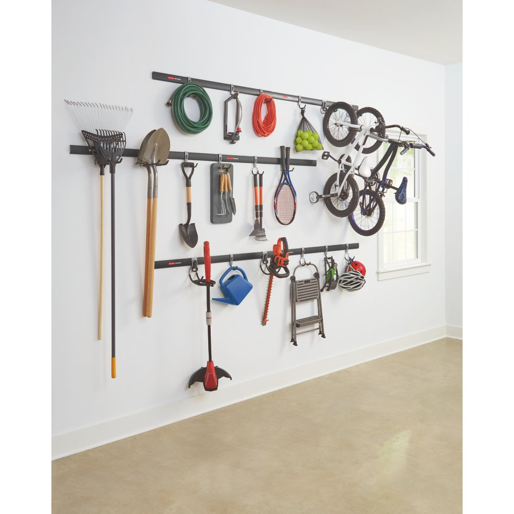 Rubbermaid FastTrack Garage Storage System 5 Piece All in One Rail and Hook  Kit (3 Pack)