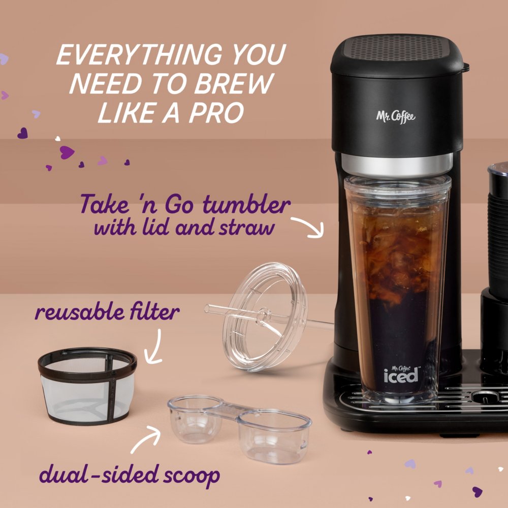 Mr. Coffee Frappe Single-serve Iced And Hot Coffee Maker/blender With 2  Reusable Tumblers And Coffee Filter - Black : Target