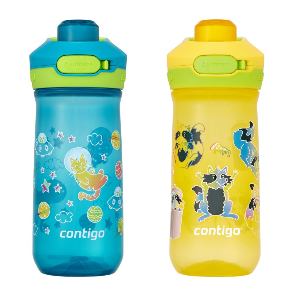 Contigo Kids Water Bottle with Straw - 2 Pack 14 oz - Kids Water