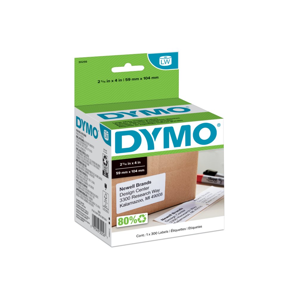 30269 Clear Dymo Compatible (12 Rolls, White, 300 Labels per Roll, 2-5/16  x 4) for LabelWriters, Shipping Labels