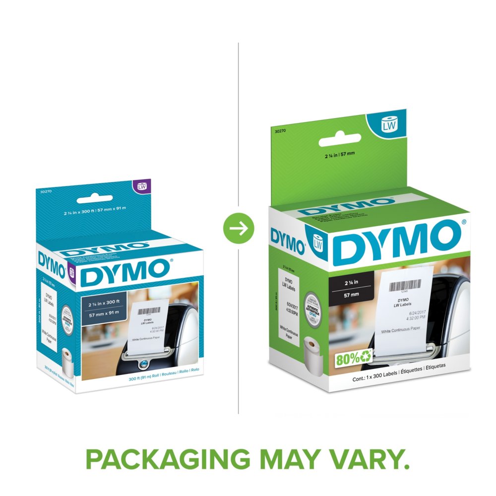 DYMO LabelWriter Continuous Roll Non Adhesive Paper 30270 2 14 x 300 White  - Office Depot