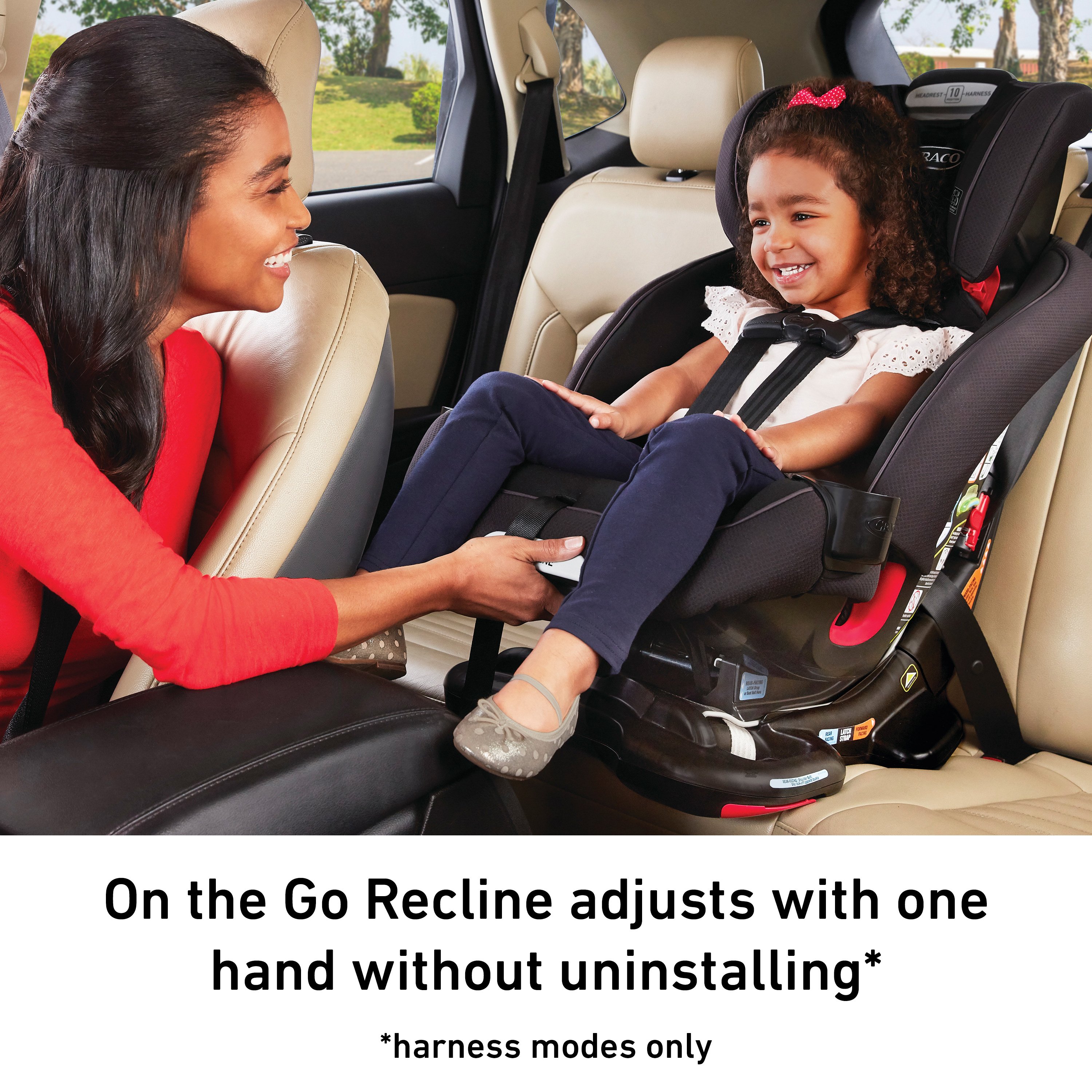 reclining front facing car seat