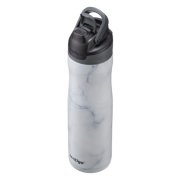 couture auto seal chill insulated water bottle in white marble image number 1