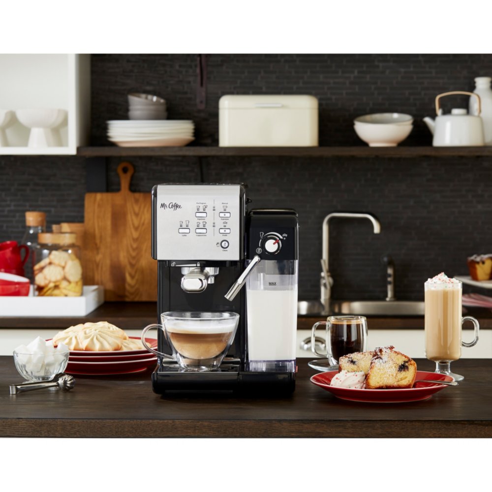 Mr. Coffee One-Touch CoffeeHouse+ Espresso, Cappuccino, and Latte Maker  Home Coffee Machine with 19-Bar Italian Pump, and Milk Frother Ideal for