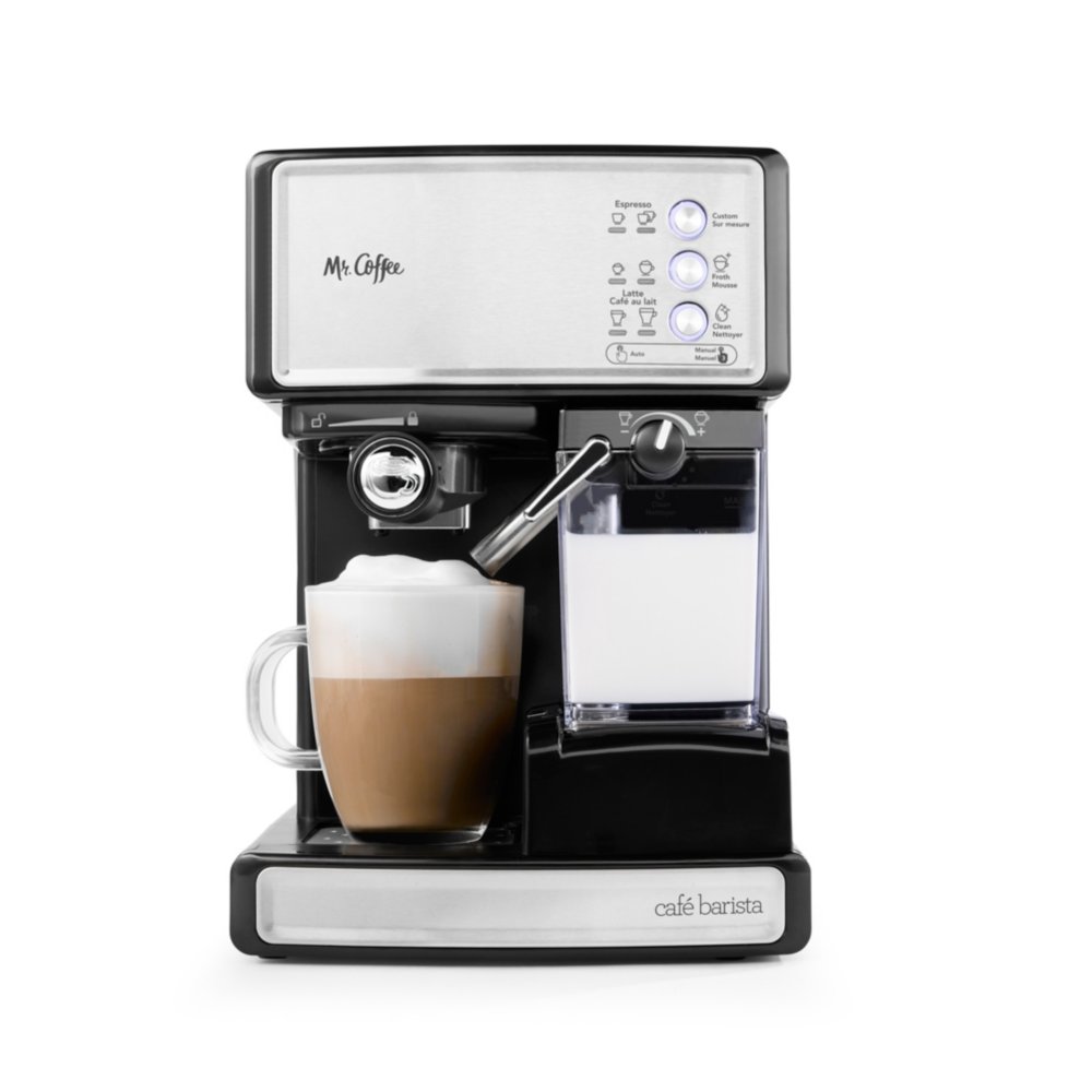 Mr. Coffee® 4-Shot Steam Espresso, Cappuccino, and Latte Maker in Black 