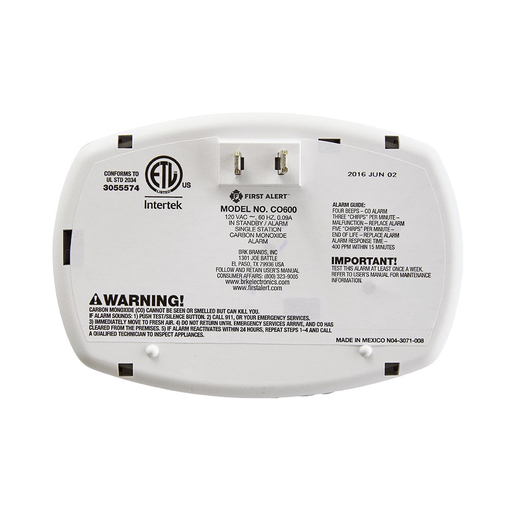 Plug In Carbon Monoxide Detector Co600