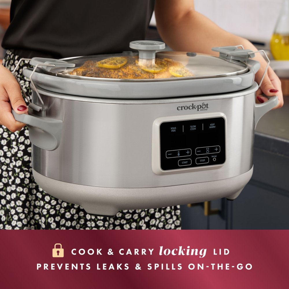 Crock-Pot 4 Quart Travel Proof Cook and Carry Programmable Slow  Cooker with Locking Lid, Convenient Handles, and Digital Display, Stainless  Steel: Home & Kitchen