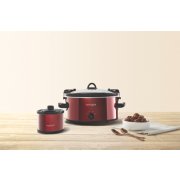 Crockpot™ 6-Quart Cook & Carry™ Slow Cooker, Manual, with Little Dipper® Warmer, Red image number 1