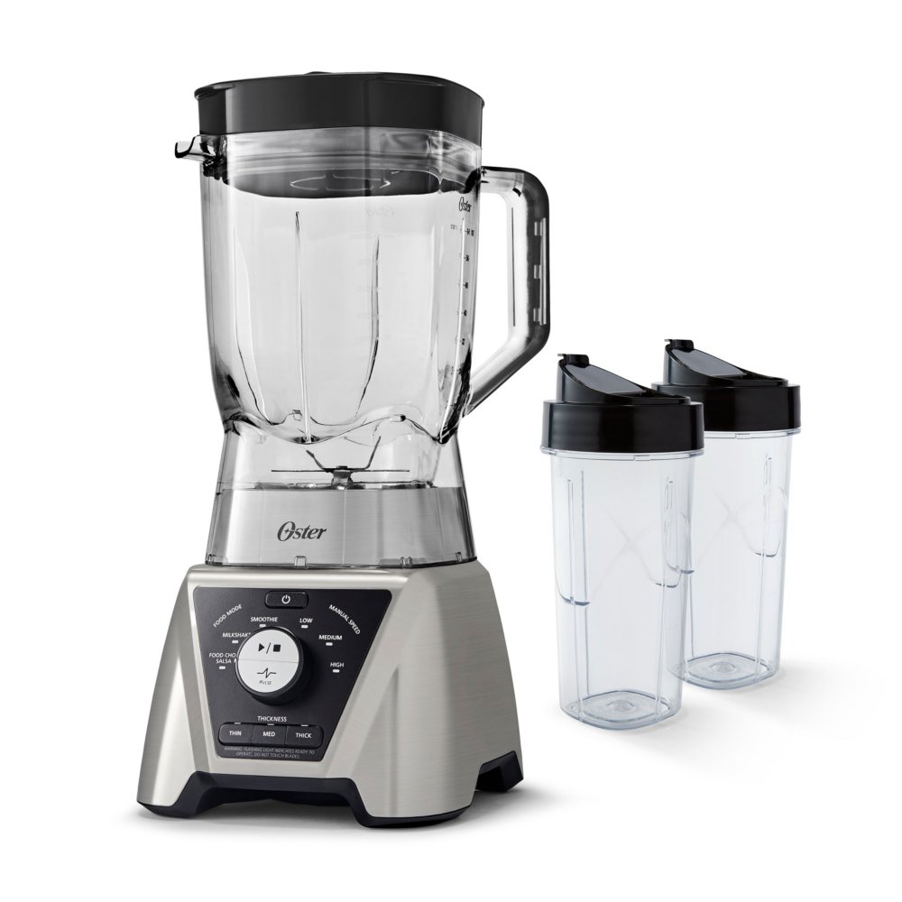 Oster Pro® Blender with Texture Select Settings, 2 Blend-N-Go Cups and  Tritan Jar, Brushed Nickel