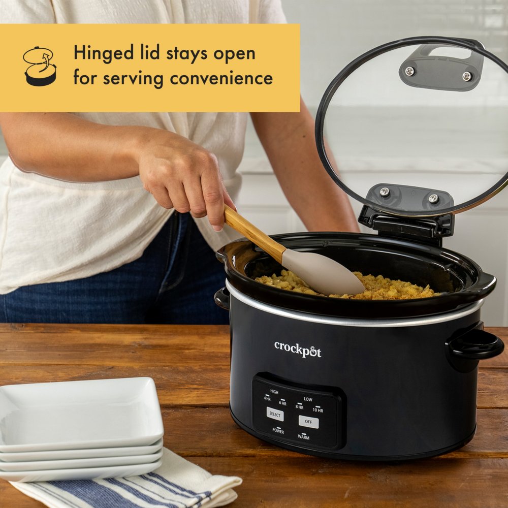 Crock-Pot® One Touch Control 4.5-Quart Lift & Serve Hinged Lid Slow Cooker, Black