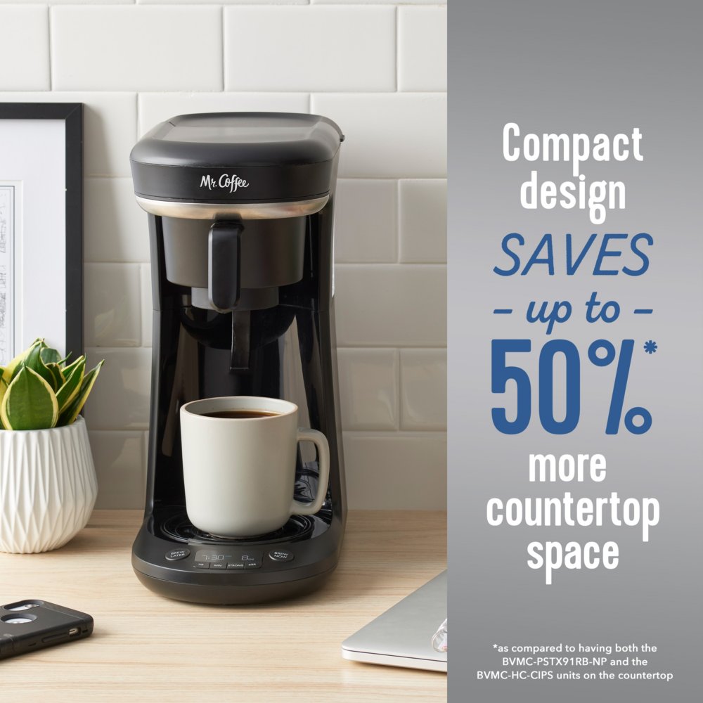 Mr. Coffee® Pod + 10-Cup Space-Saving Combo Brewer