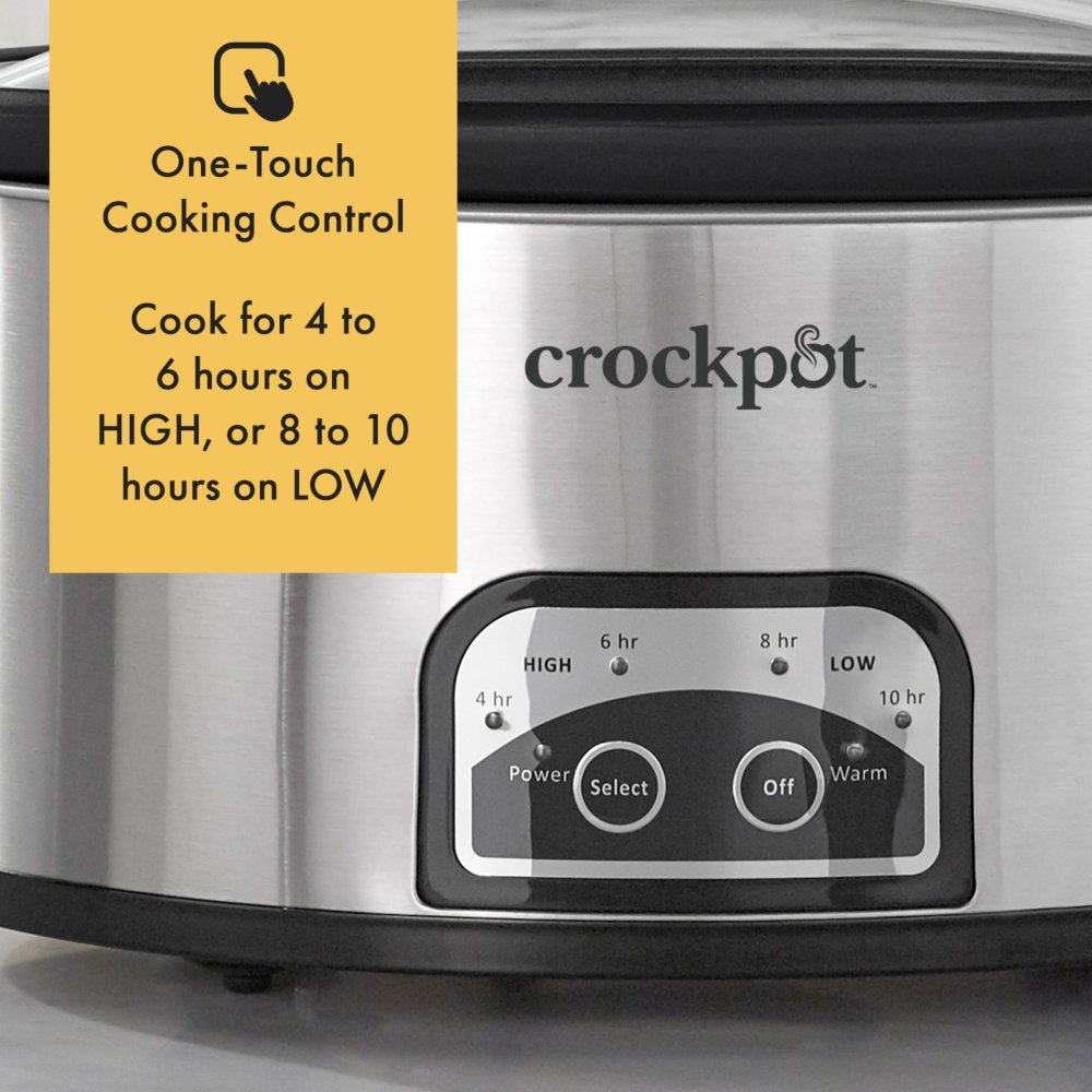 Crock-Pot® One Touch Control 6-Quart Easy-to-Clean Slow Cooker, Stainless  Steel