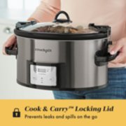 cook & carry locking lid prevents leaks and spills on the go slow cooker image number 2