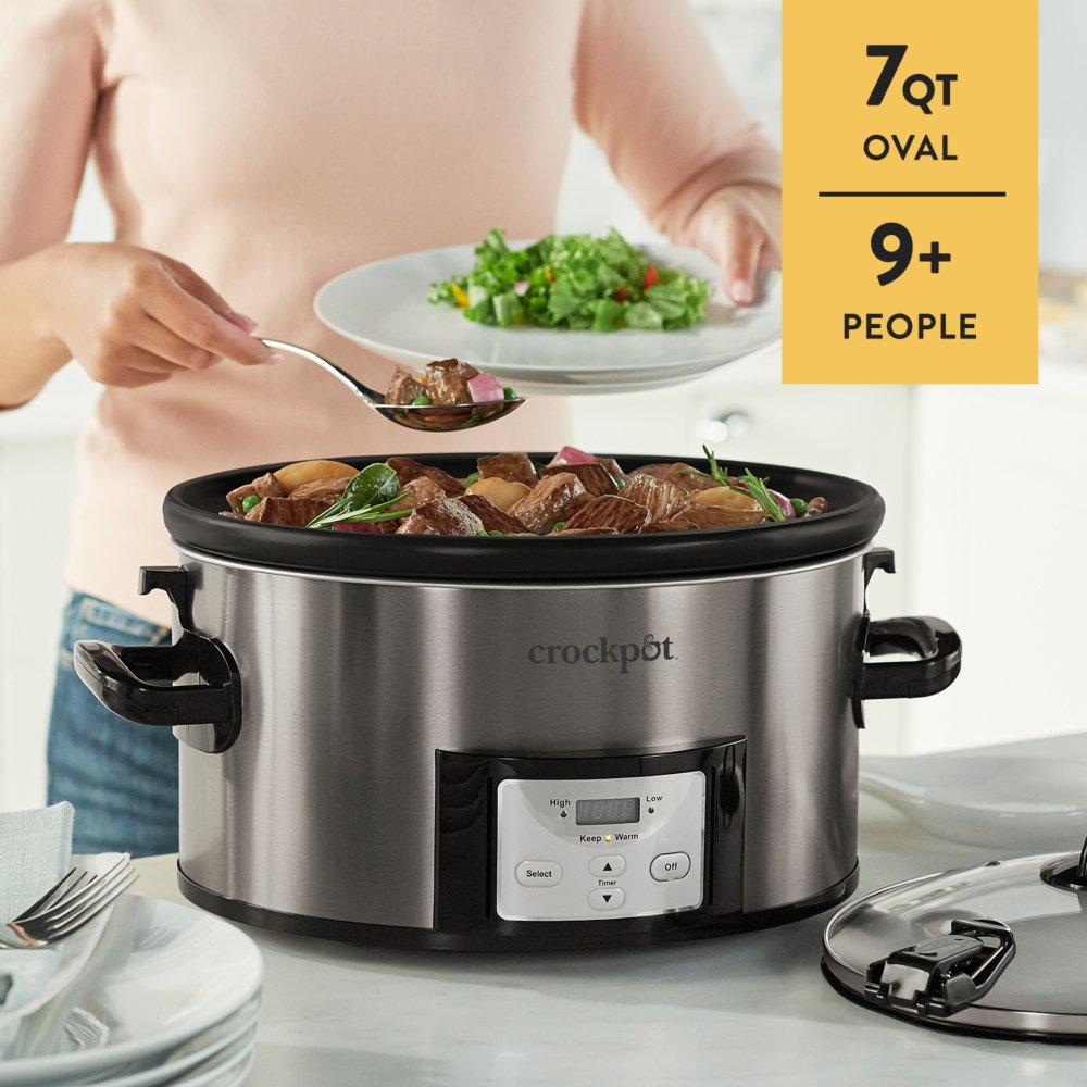 Crock Pot 7qt Cook & Carry Programmable Easy-Clean Slow Cooker - Stainless  Steel