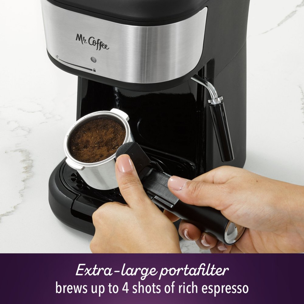 Coffee Machine, Gourmia 4-Shot Steam Espresso, Cappuccino, and Latte Maker  with Frothing Wand