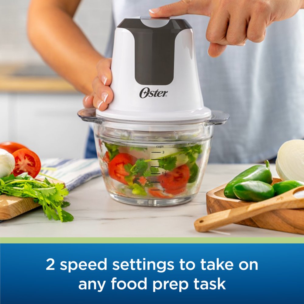 Oster® 3-Cup Mini Food Chopper with Durable Glass Bowl and 250