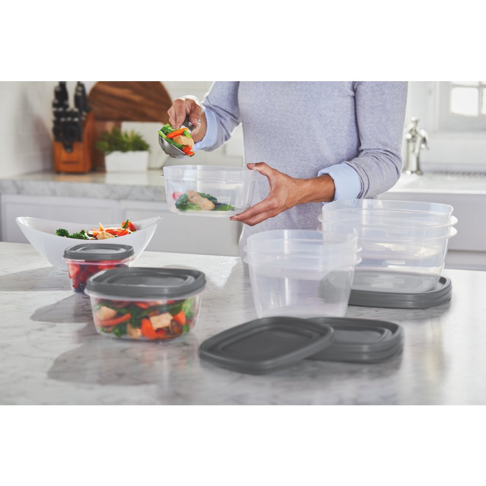 Rubbermaid Premier Food Storage Container, 1.25 Cup, Grey (Pack of 4)