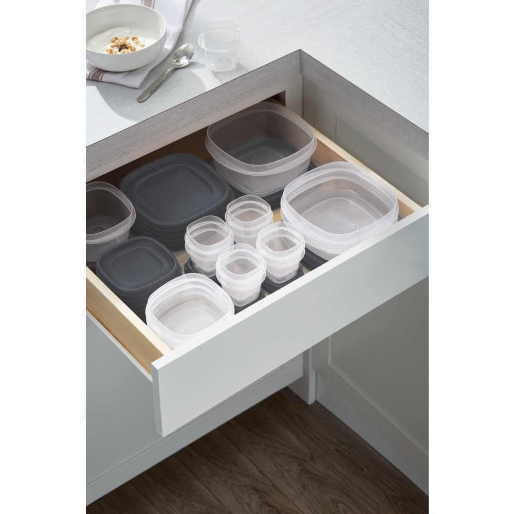 Rubbermaid Food Storage Containers, 42-Piece Set, Grey