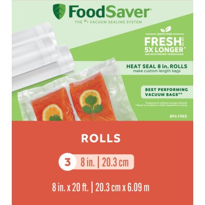 FoodSaver&reg; 8" x 20' Vacuum-Seal Roll, 3 Pack