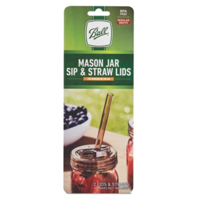 Mason Jar Sip & Straw Lids, Regular Mouth, 2-Pack