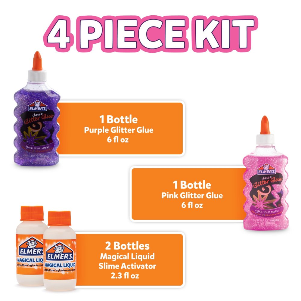 Elmer's Washable Glitter Glue, 6 oz Bottles, 3-Pack, Blue/Pink/Purple