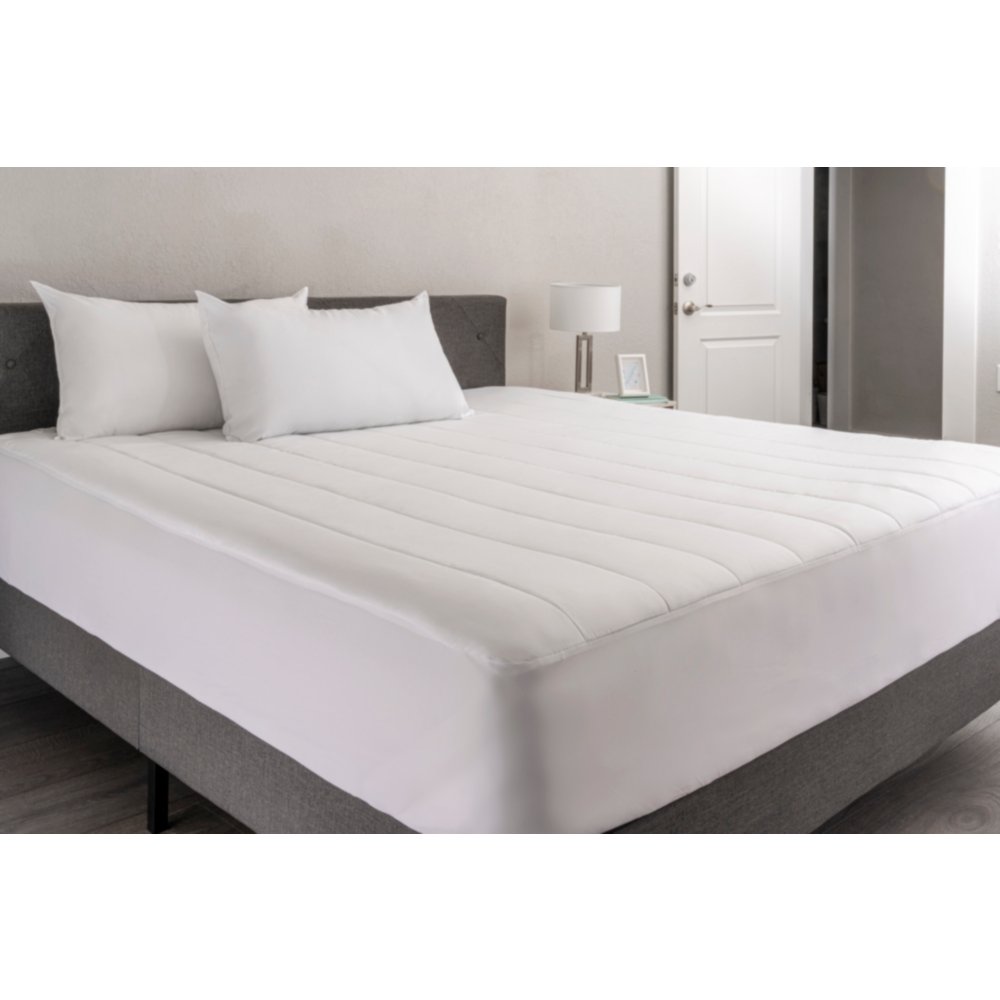 Polyester Vertical Quilted Heated Mattress Pad With Digital Display Controller Sunbeam