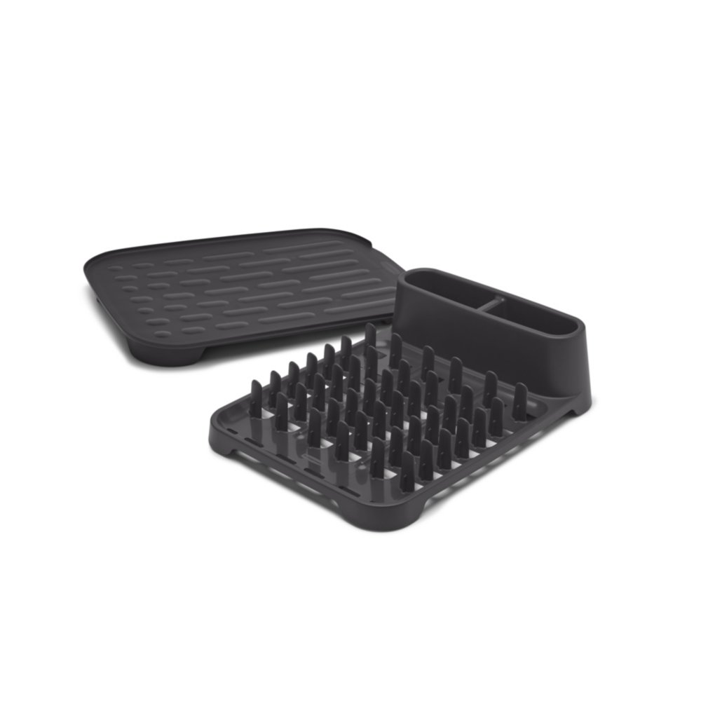Rubbermaid® Antimicrobial Dish Drying Rack with Drainboard, Raven Grey
