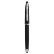A capped Carene fountain pen with chrome trim stood upright. image number 1