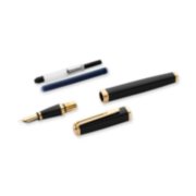 Exception fountain pen with gold trim disassembled into five pieces: nib, barrel, pen cap, ink cartridge and convertor. image number 6
